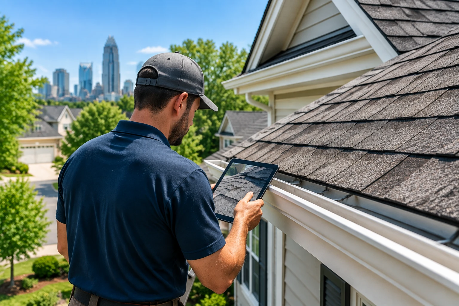 Roof inspection service for Charlotte homeowners checking roof condition